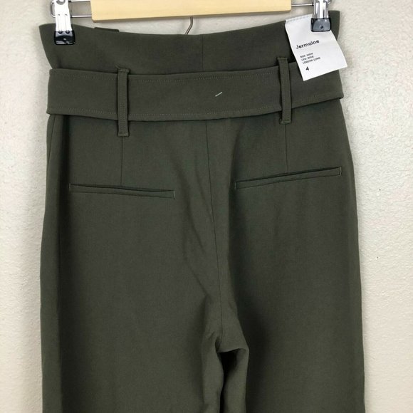 Babaton Women's Jermaine High Rise Wide Leg Pants Size 4 Belted Olive Green NWOT - Picture 6 of 12